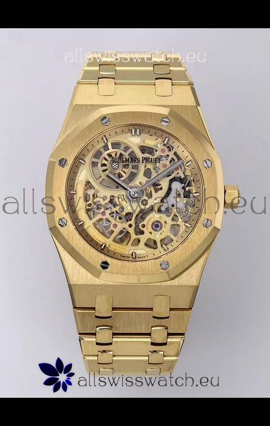 Audemars Piguet Super Clone Royal Oak Jumbo Extra-Thin Yellow Gold Casing Watch 