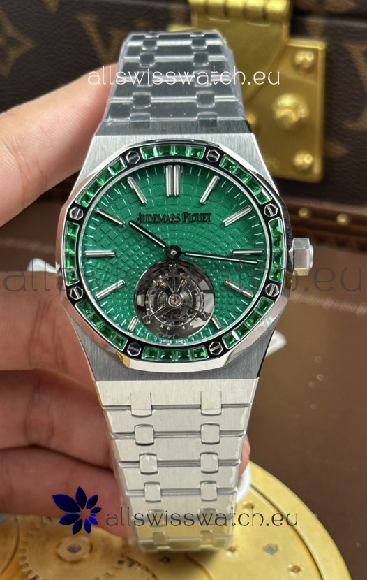Audemars Piguet Super Clone Royal Oak Flying Tourbillon 41mm Green Dial Watch 