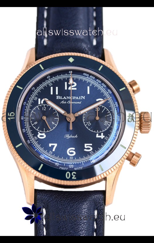Blancpain Air Command Blue Dial Rose Gold 1:1 Mirror Swiss Replica Watch 