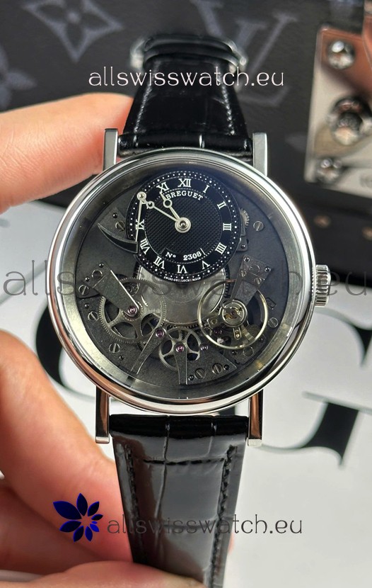 Breguet Tradition 7057BR/R9/9W6 Steel Casing Single Tourbillon Swiss Replica Black Strap Watch