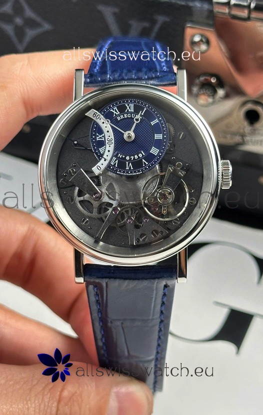 Breguet Tradition 7057BR/R9/9W6 Steel Casing Single Tourbillon Swiss Replica Blue Strap Watch