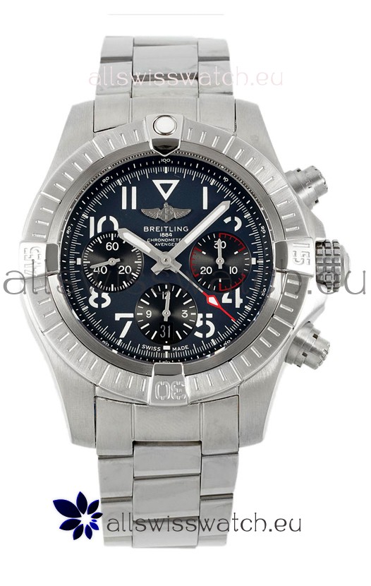 Breitling Avenger B01 Chronograph 45 Stainless Steel Black Dial 1:1 Mirror Swiss Replica Watch 