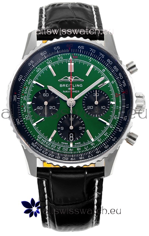 Breitling Navitimer B01 Chronograph 43 Green Dial - 904L Steel Casing 1:1 Mirror Swiss Replica