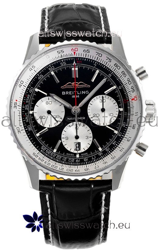 Breitling Navitimer B01 Chronograph 43 Black Dial - 904L Steel Casing 1:1 Mirror Swiss Replica