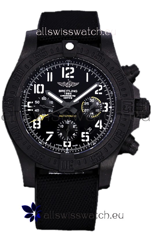 Breitling Avenger Hurricane Chronograph Black Dial Nylon Strap - DLC Coating Swiss Replica Watch