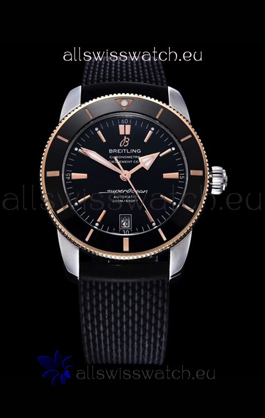 Breitling SuperOcean Heritage II 44MM Black Dial Two Tone 904L Rubber Strap 1:1 Mirror Replica