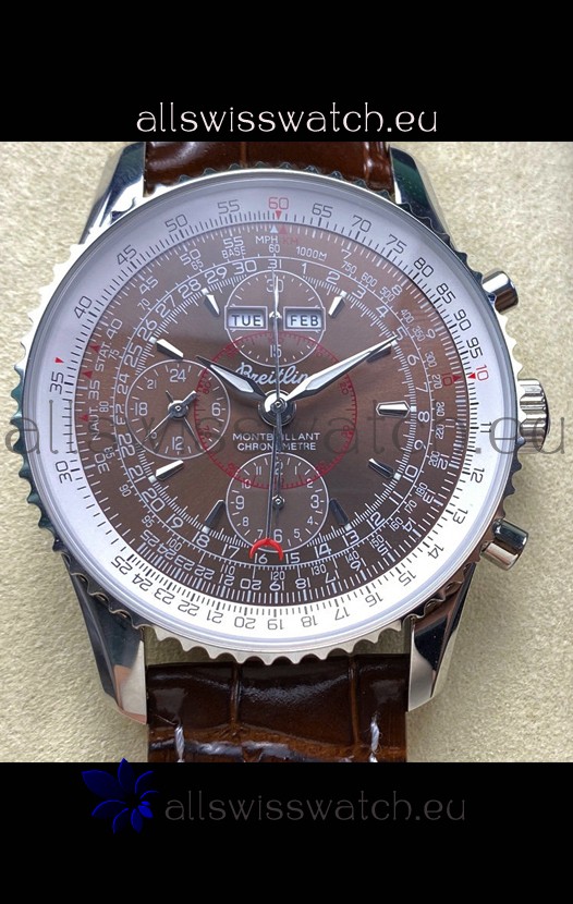 Breitling Montbrilliant Superclone Replica Watch in Brown Dial - 904L Steel Case