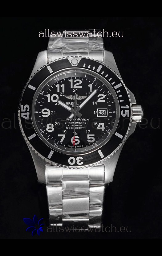 Breitling SuperOcean II 44mm 904L Steel Case 1:1 Mirror Replica Watch in Black Dial 