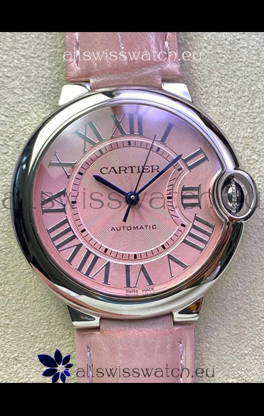 Ballon De Cartier Swiss Automatic 1:1 Mirror Quality 36MM in Stainless Steel Pink Dial