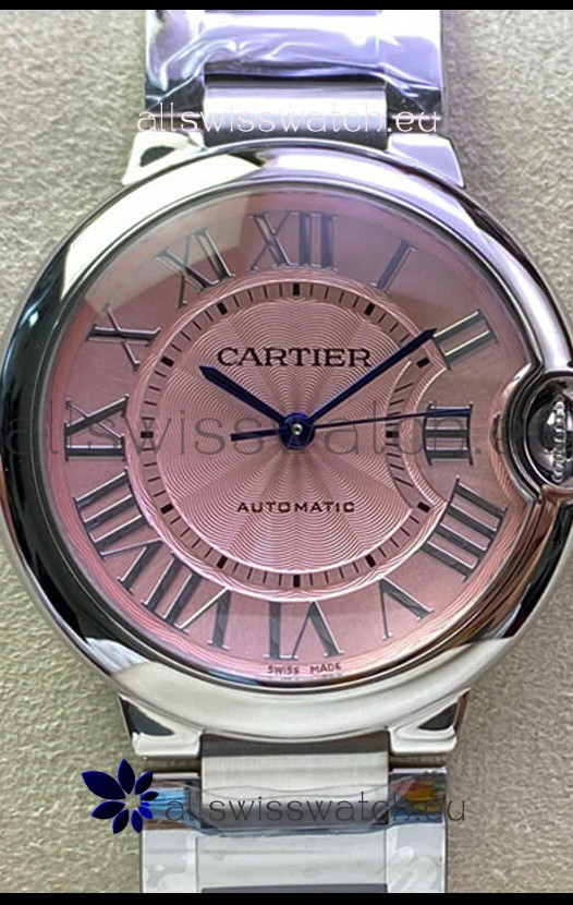 Ballon De Cartier Swiss Automatic 1:1 Mirror Quality 36MM in Stainless Steel Pink Dial