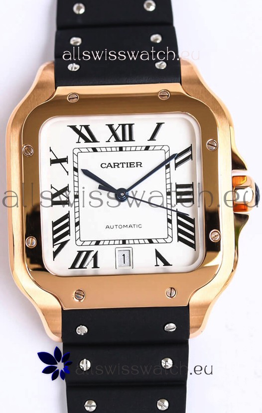 Santos De Cartier Rose Gold Casing 1:1 Mirror Swiss Replica Watch 40MM