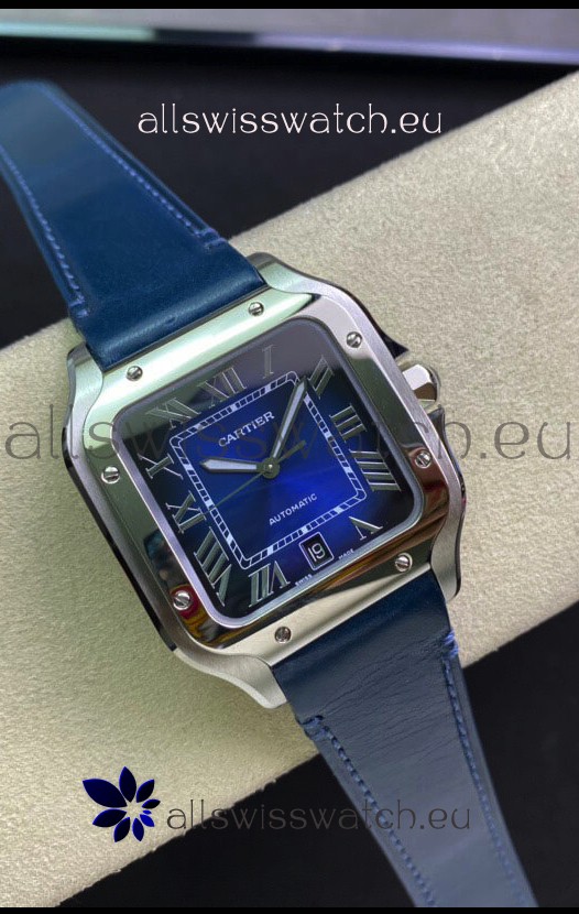 Santos De Cartier Stainless Steel Casing 1:1 Mirror Swiss Replica Watch Blue Dial 40MM