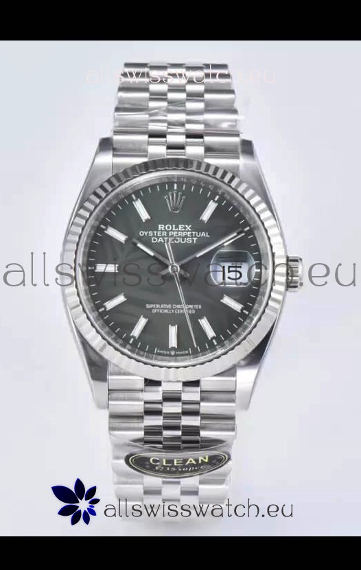 Rolex Datejust 126234 36MM Swiss Replica in 904L Steel in Grey Dial 1:1 Mirror Replica