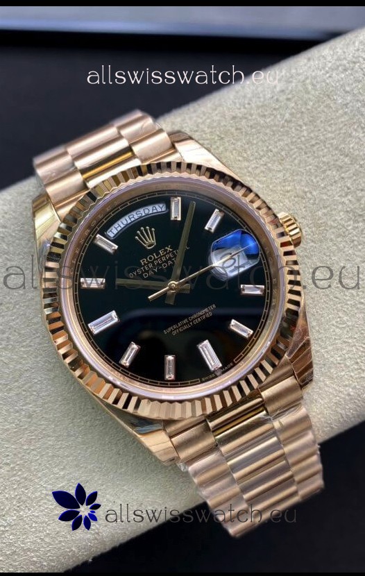 Rolex Day Date 40MM 228238a 1:1 Rose Gold in Black Dial 1:1 Mirror Replica Watch