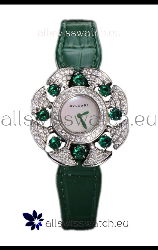 Bvlgari Divas's Dream Edition Watch in Steel Casing - Diamonds Paved Bezel Swiss Replica