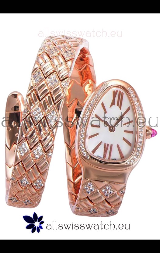 Bvlgari Serpenti Edition Rose Gold Casing White Dial Watch in 1:1 Mirror Quality
