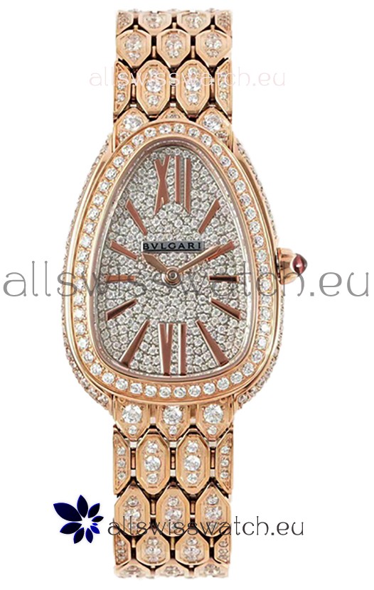 Bvlgari Serpenti Seduttori Edition Watch in Diamonds Paved Yellow Gold Casing - 1:1 Mirror Replica