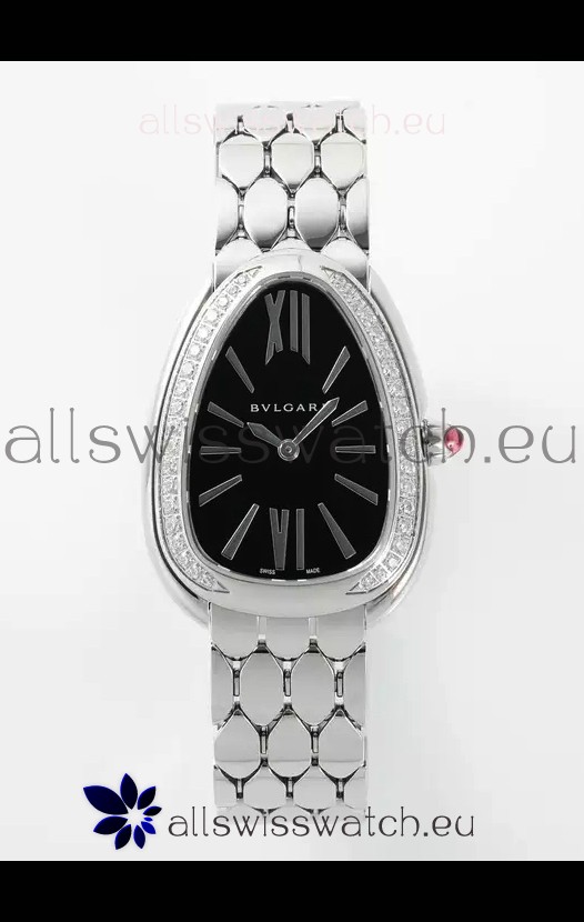 Bvlgari Serpenti Seduttori Edition in Steel Casing Super Clone Watch Black Dial