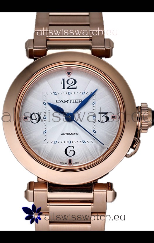 Pasha De Cartier 1:1 Mirror Quality Automatic Swiss Replica Watch 35MM Rose Gold