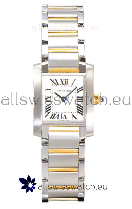 Cartier Tank Francaise Yellow Gold Two Tone Swiss Quartz Replica Watch 25.70MM