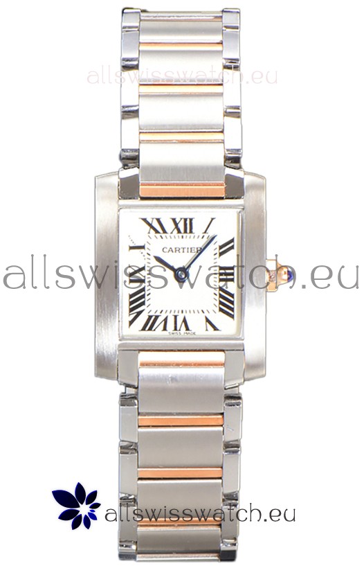 Cartier Tank Francaise Rose Gold Two Tone Swiss Quartz Replica Watch 25.70MM