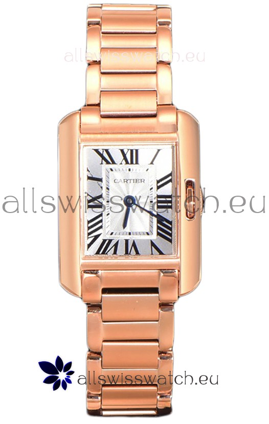 Cartier Tank Anglaise Rose Gold Watch in Steel Strap Swiss Quartz Watch 30MM