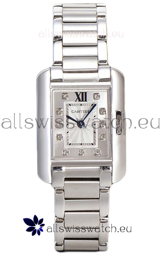 Cartier Tank Anglaise Steel Casing in Steel Strap Swiss Quartz Watch 30MM