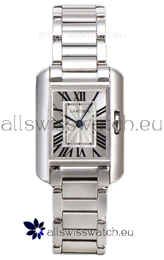 Cartier Tank Anglaise Steel Casing in Steel Strap Swiss Quartz Watch 30MM