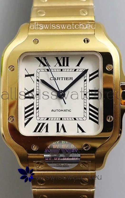 Santos De Cartier 1:1 Mirror Replica - 36MM Yellow Gold Swiss Movement Watch 
