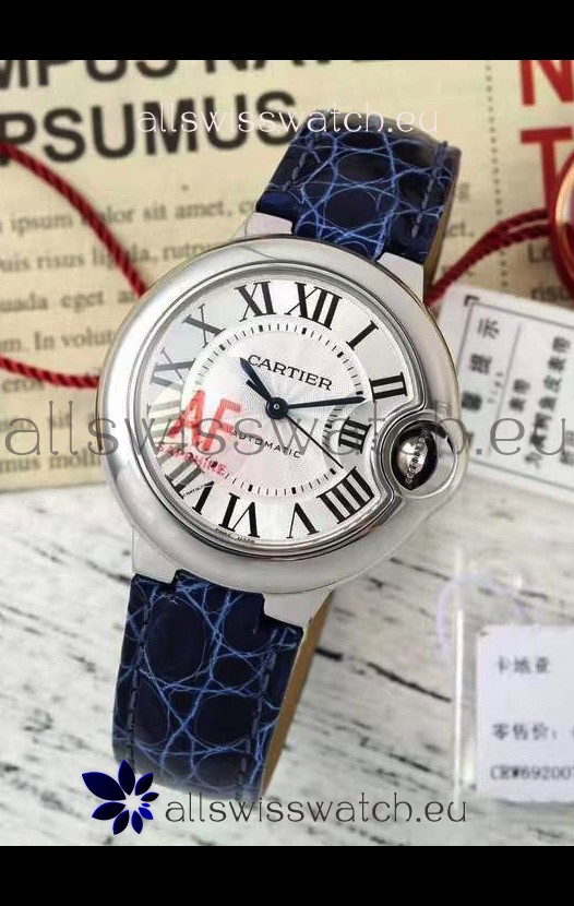 Ballon De Cartier Swiss Automatic 1:1 Mirror Quality Blue Strap 33MM in Steel Casing