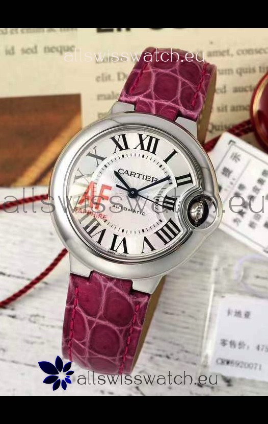 Ballon De Cartier Swiss Automatic 1:1 Mirror Quality Pink Strap 33MM in Steel Casing