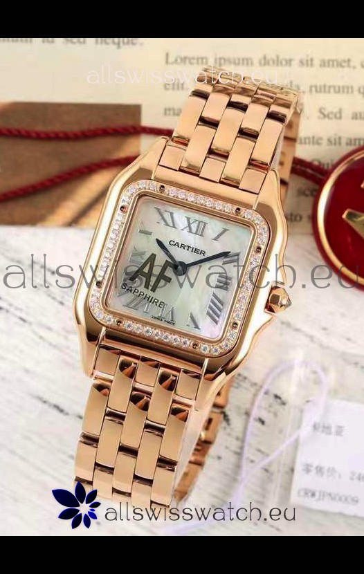 PANTHERE de Cartier Edition 27mm Pearl Dial 1:1 Mirror Swiss Watch Rose Gold Casing