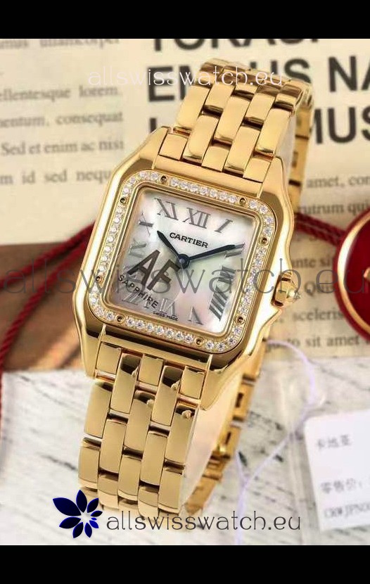 PANTHERE de Cartier Edition 27mm Pearl Dial 1:1 Mirror Swiss Watch Yellow Gold Casing