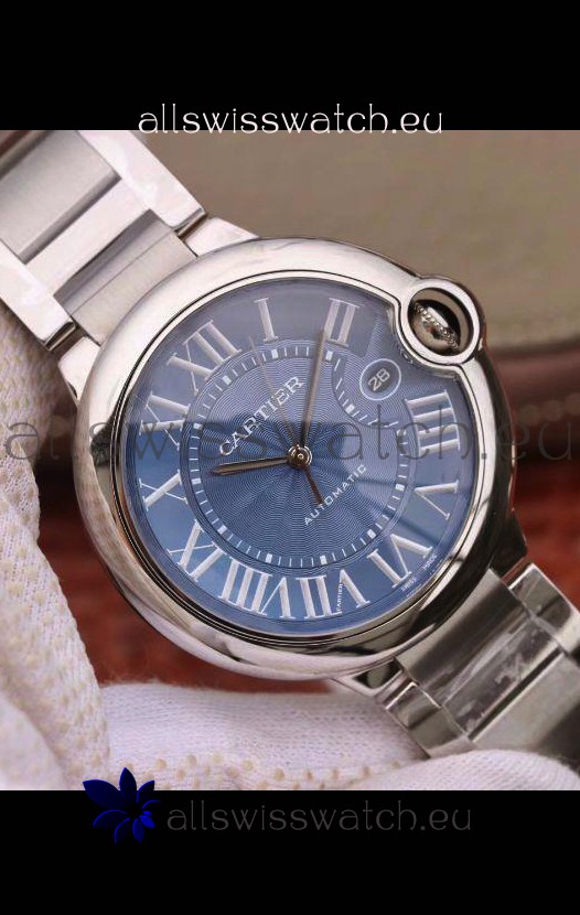 Ballon De Cartier Automatic 1:1 Swiss Mirror Watch in 904L Steel Casing Blue Dial - 42MM