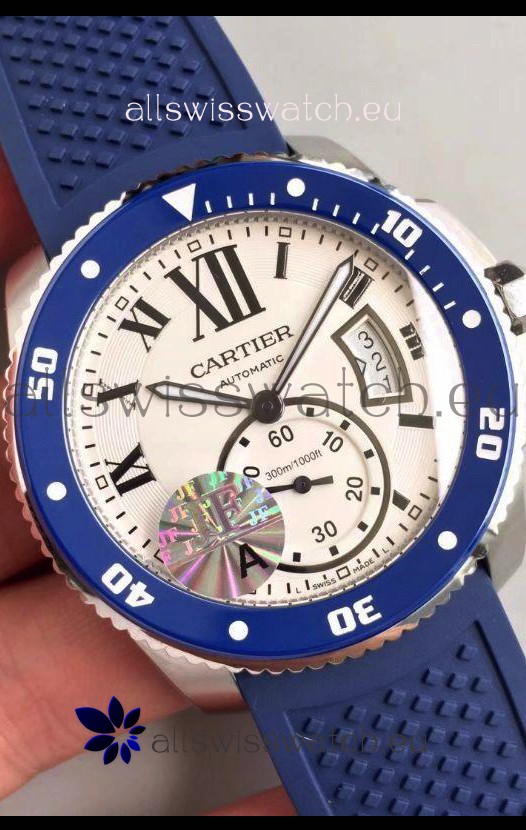 Calibre De Cartier Watch 42MM White Dial Steel Case - 1:1 Mirror Replica Watch