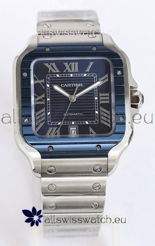 Santos De Cartier 1:1 Blue DLC Bezel Swiss Replica Watch 40MM