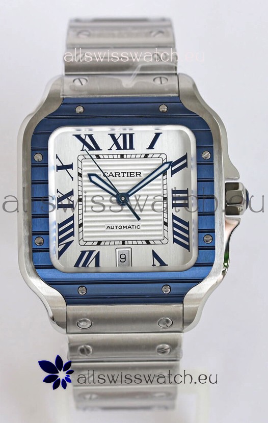 Santos De Cartier 1:1 Blue DLC Bezel Swiss Replica Watch 40MM