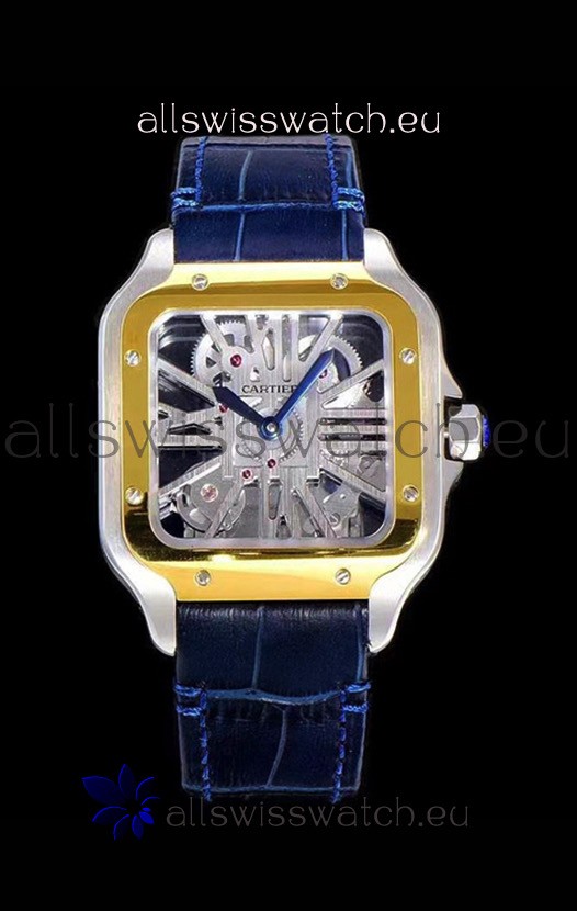Cartier Santos DUMONT Skeleton Watch in Two Tone Bezel Swiss Replica Watch