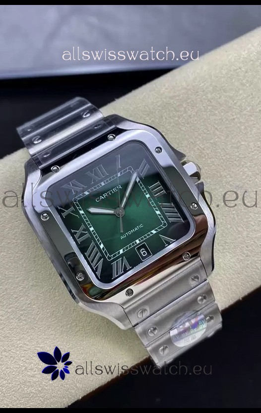 Cartier Santos De Cartier 904L Steel Green Dial 1:1 Mirror Replica - 40MM Stainless Steel Watch