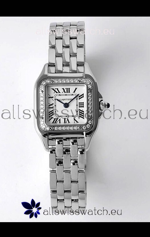 Cartier PANTHERE Edition 22MM 1:1 Mirror Quality Swiss Replica Watch in White Dial - Diamonds Bezel