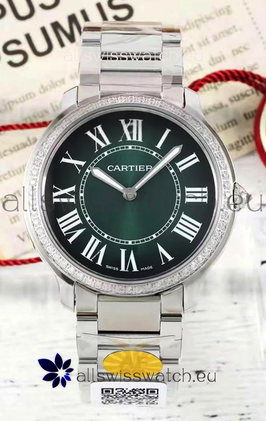Cartier Ronde Must 36MM Swiss Quartz Green Dial 1:1 Mirror Swiss Replica Watch 