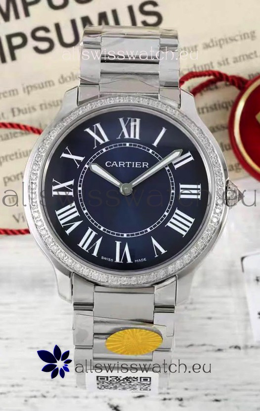 Cartier Ronde Must 36MM Swiss Quartz Blue Dial 1:1 Mirror Swiss Replica Watch 