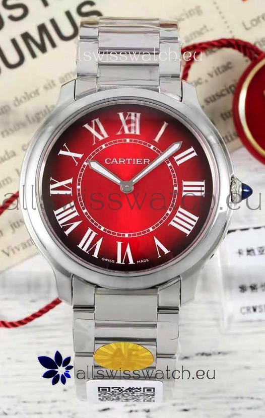 Cartier Ronde Must 36MM Swiss Quartz Red Dial 1:1 Mirror Swiss Replica Watch 