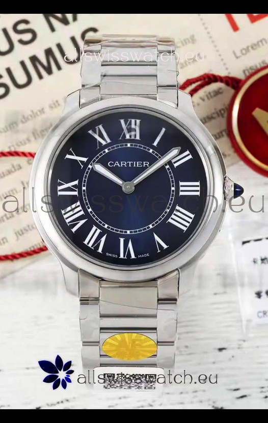 Cartier Ronde Must 36MM Swiss Quartz Blue Dial 1:1 Mirror Swiss Replica Watch 