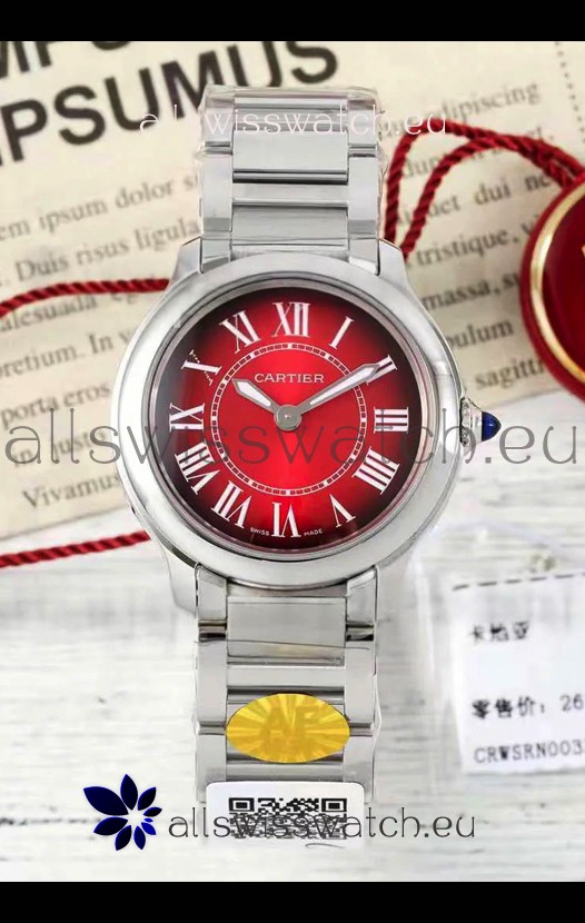 Cartier Ronde Must 29MM Swiss Quartz Red Dial 1:1 Mirror Swiss Replica Watch 