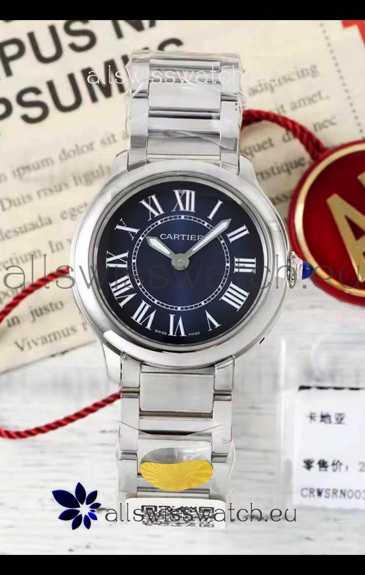 Cartier Ronde Must 29MM Swiss Quartz Blue Dial 1:1 Mirror Swiss Replica Watch 