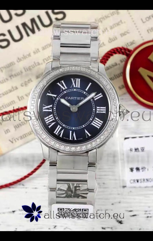 Cartier Ronde Must 29MM Swiss Quartz Blue Dial 1:1 Mirror Swiss Replica Watch 