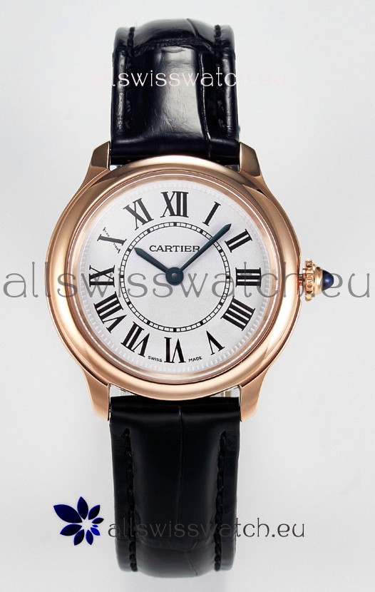 Ronde Louis Cartier Super Clone 29MM Rose Gold Watch in Swiss Quartz Movement