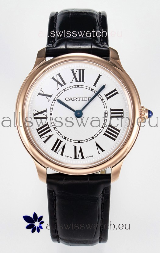 Ronde Louis Cartier Super Clone 36MM Rose Gold Watch in Swiss Quartz Movement