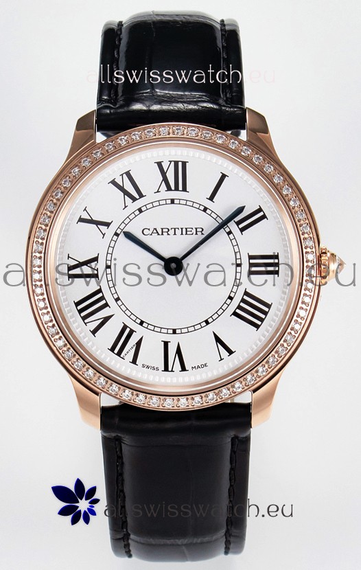 Ronde Louis Cartier Super Clone 36MM Rose Gold Watch in Swiss Quartz Movement